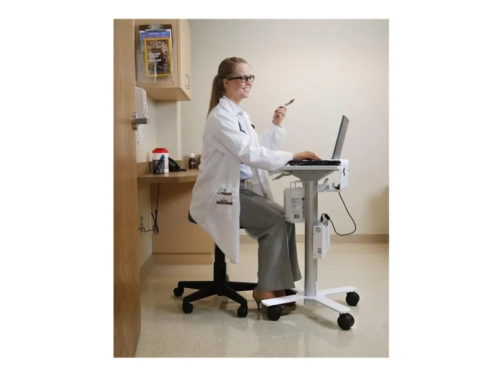 Ergotron StyleView - Vogn med hjul - til let brug - for notebook/stregkodescanner - medicinsk - stål - hvid, aluminium - skærmstørrelse: op til 17