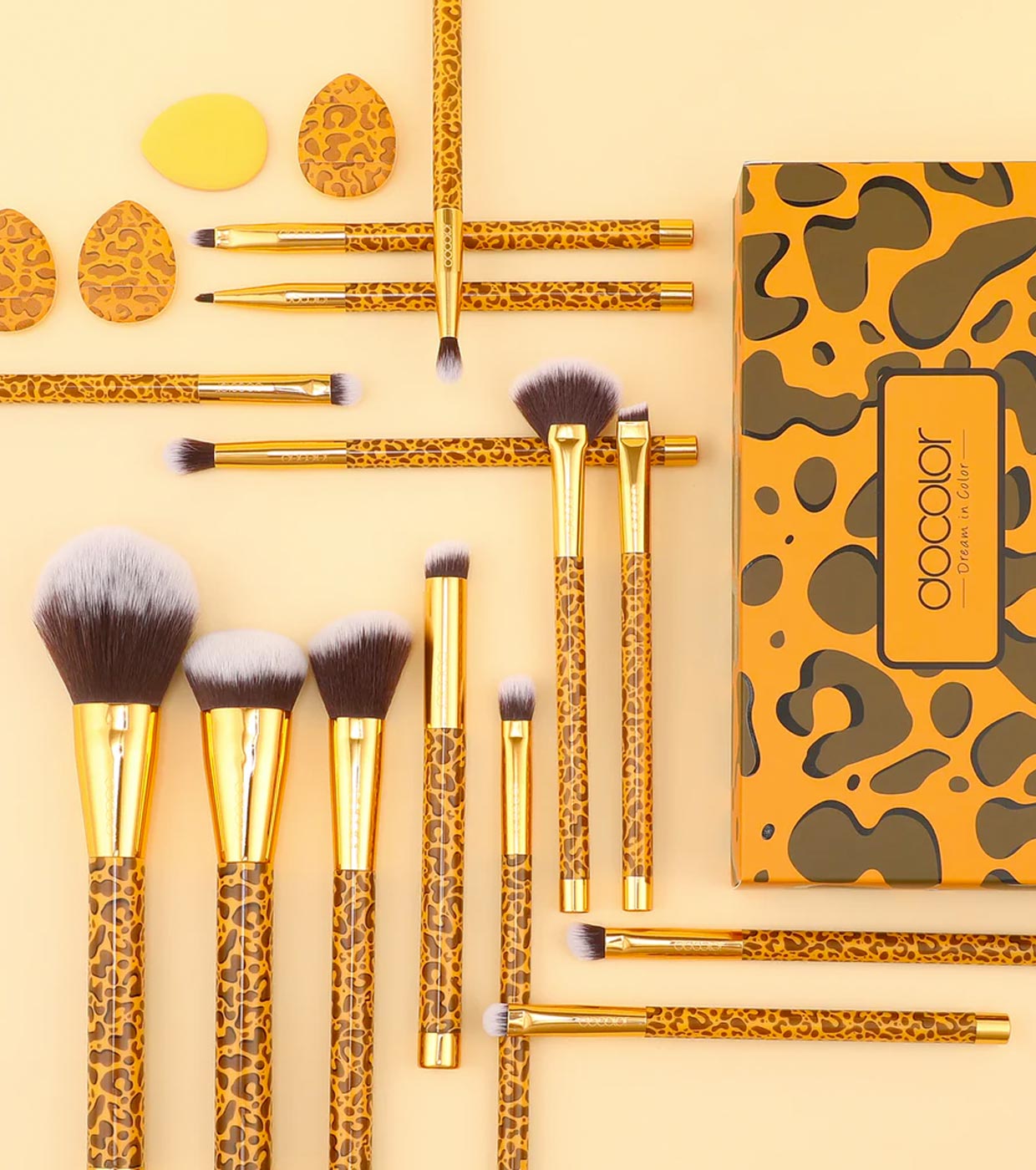 Docolor - Conjunto de pincéis Leopard (15 peças)