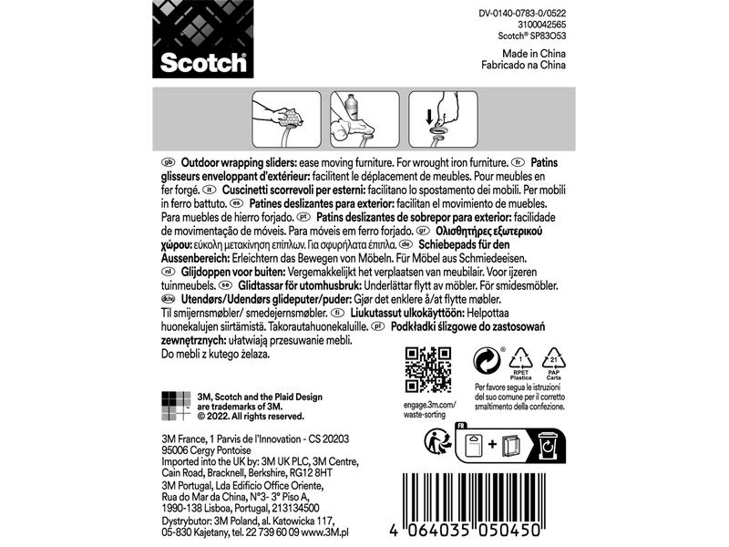 3M Möbelgleiter Outdoor, Ø 22 - 25 mm, Grau, 4er Pack Schiebepads für Gartenmöbel im Aussenbereich