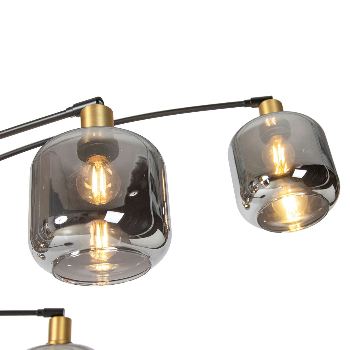 Vloerlamp zwart met goud met smoke glas 5-lichts - Zuzanna
