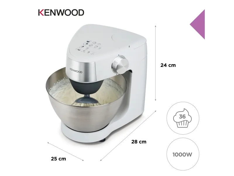 Kenwood Prospero , 4,3 L, Rustfrit stål, Hvid, Dreje, 1,6 kg, 8 æg, Rustfrit stål