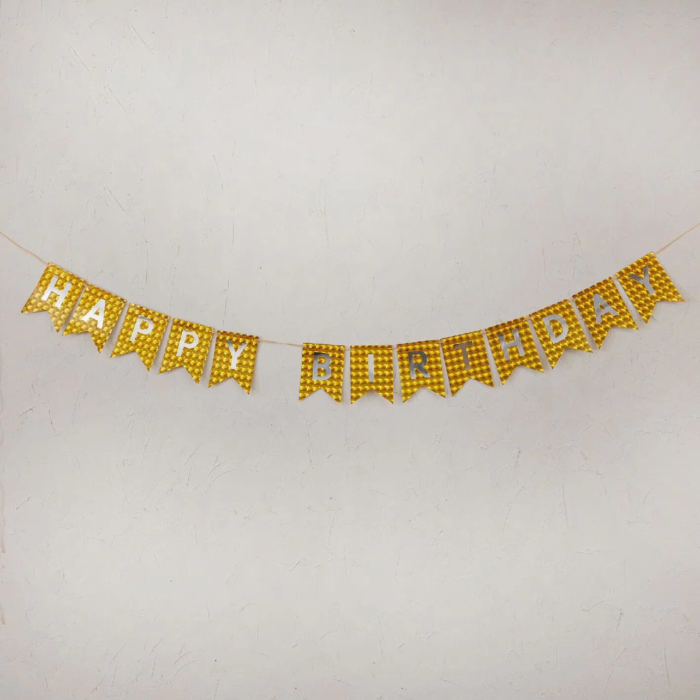 Girlande Happy Birthday, Holo/gold, 4 Meter