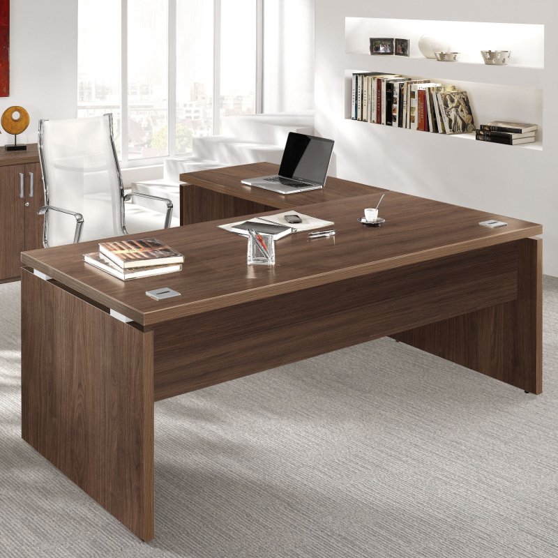Bureau droit Direction Bruneau Shiny piètement plein bois