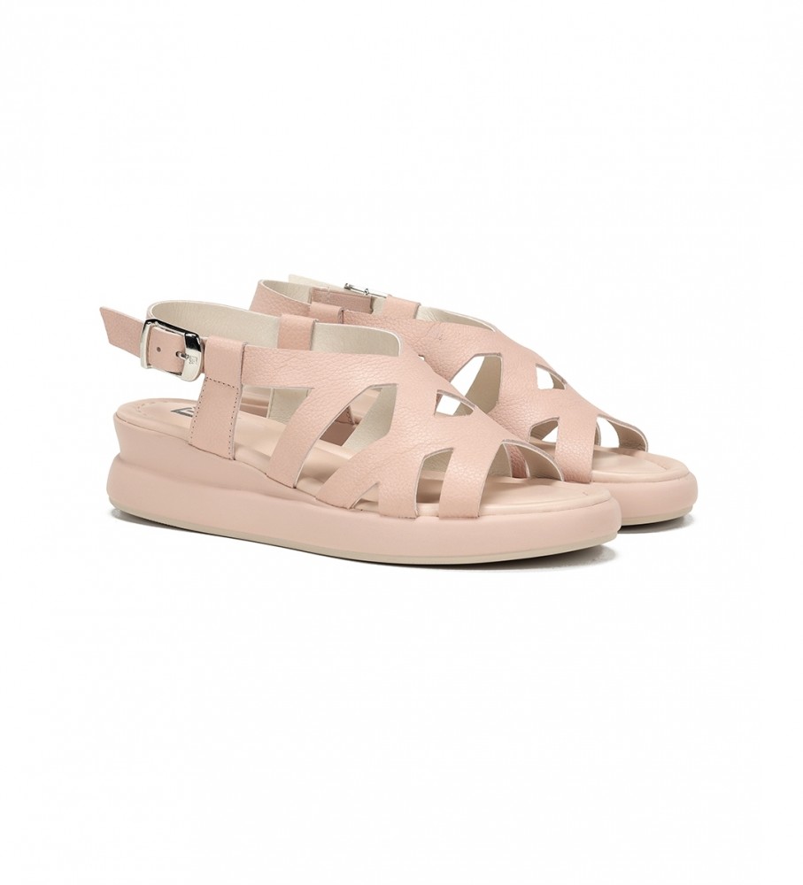 Sandálias Dorking by Fluchos Pink Slam em couro - Salto plataforma de 5 cm -