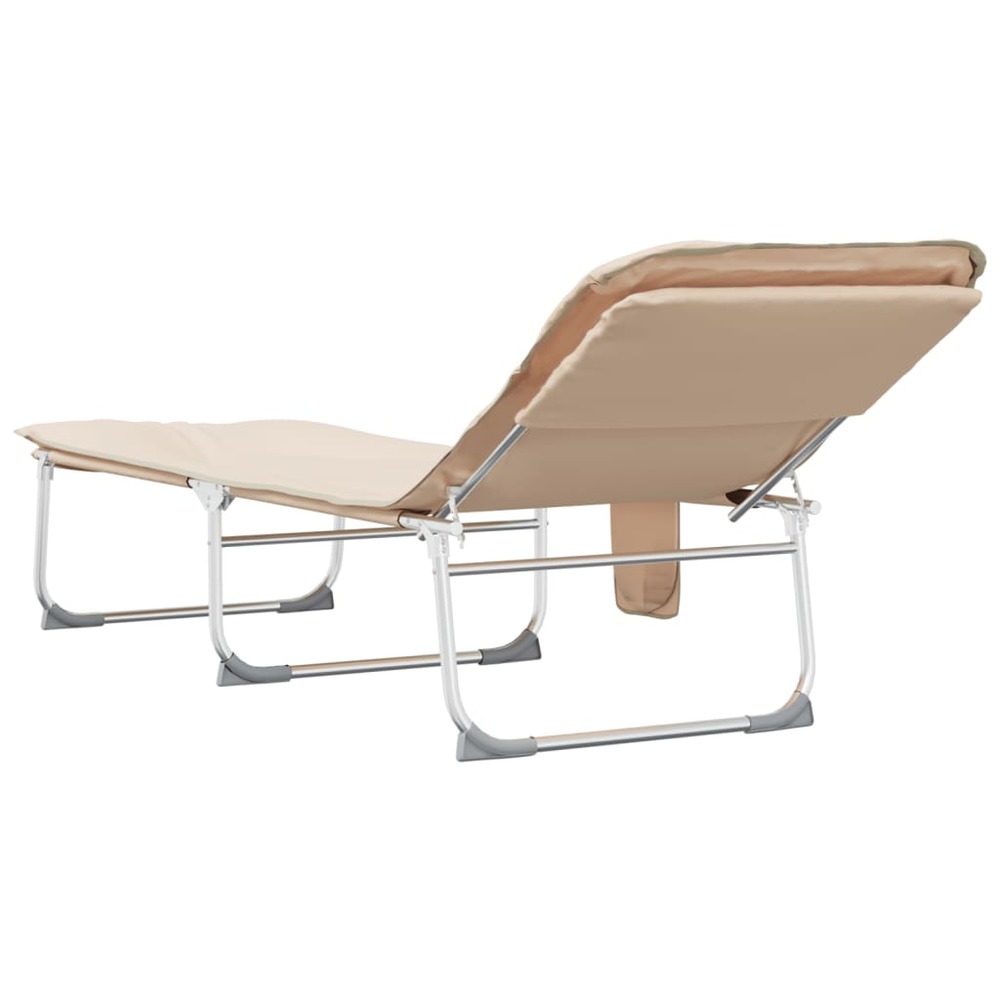 Chaise longue pliable beige tissu