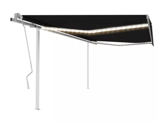 Auvent manuel rétractable avec LED 4,5x3 m Anthracite