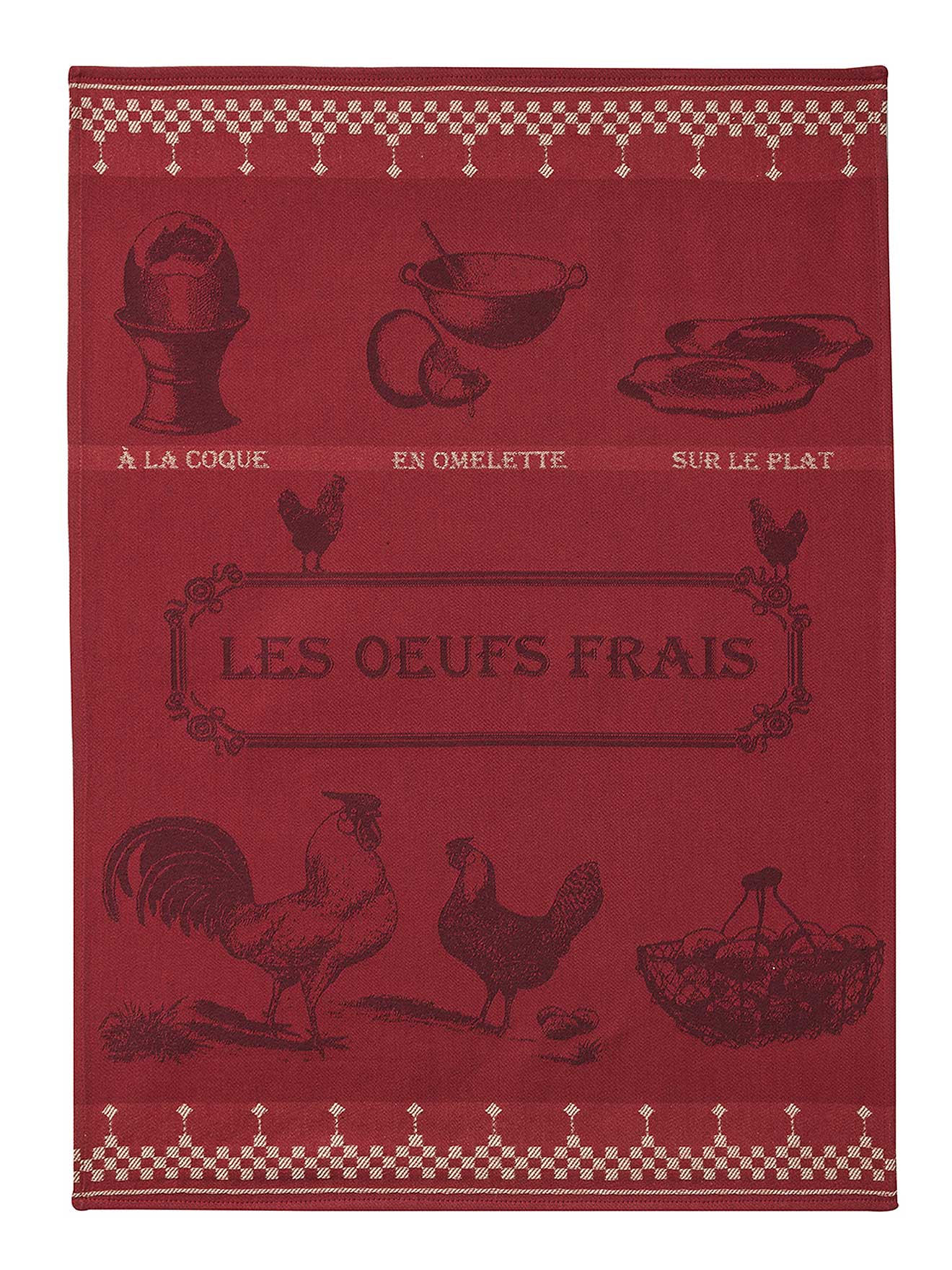 Lots de 2 torchons poule et oeufs