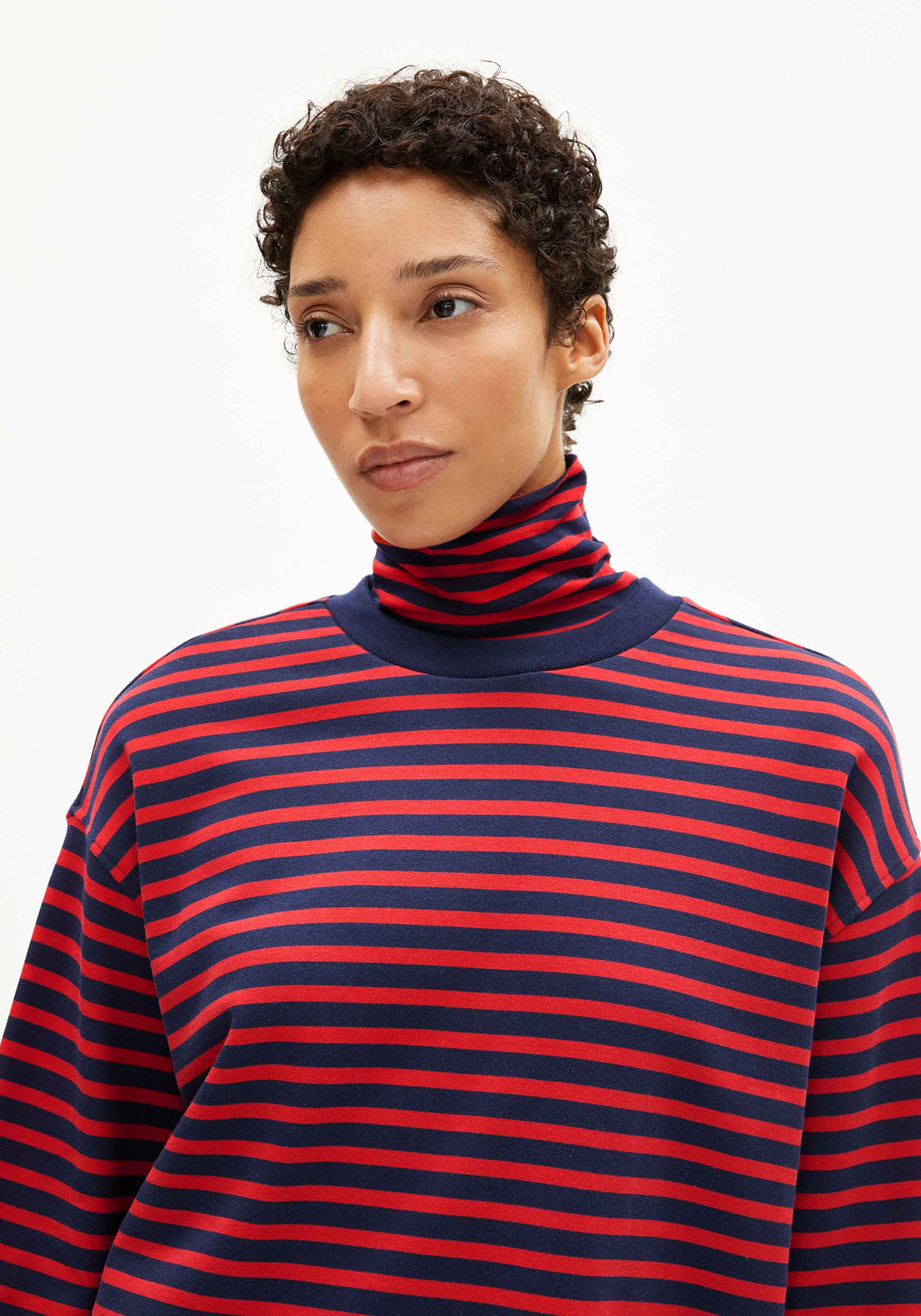 Armedangels Sweatshirt Frankaa Maarlen Stripe Tinted Navy-Candy Apple
