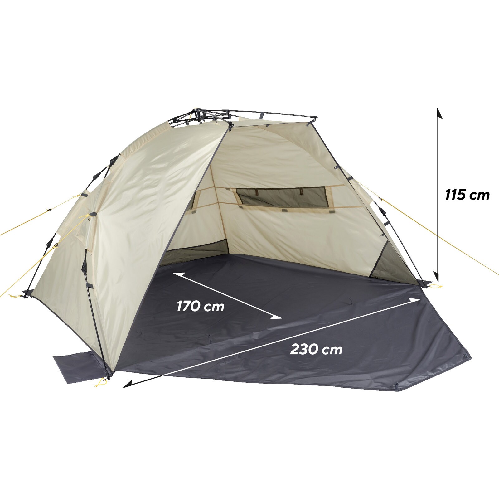 UQUIP Automatik Strandmuschel Speedy XL Strandzelt Reise Wind Sonnen Schutz UV50 Farbe: Petrol/grey