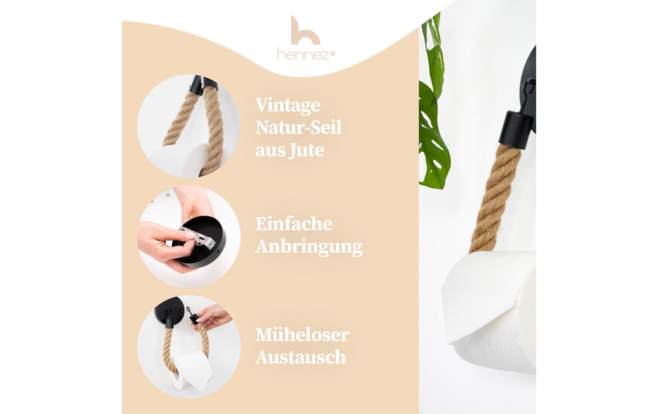 Toilettenpapierhalter Nature/SchwarzSeil-WC Papierhalter