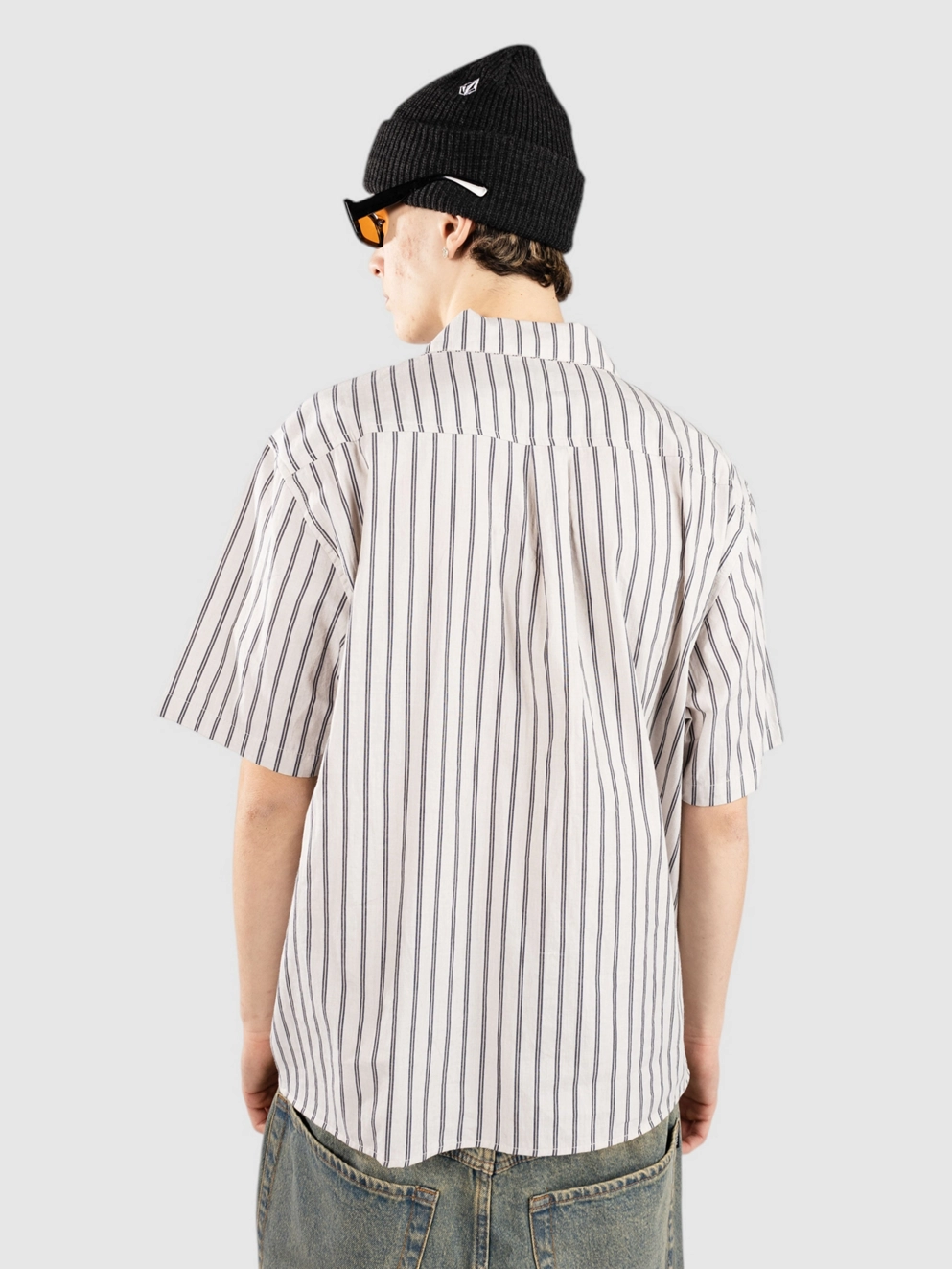 Blue Tomato Boxy Striped Linen Shirt blue striped