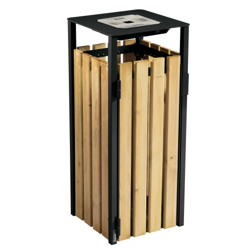 Corbeille bois Eden avec cendrier 1,5L gris Rossignol