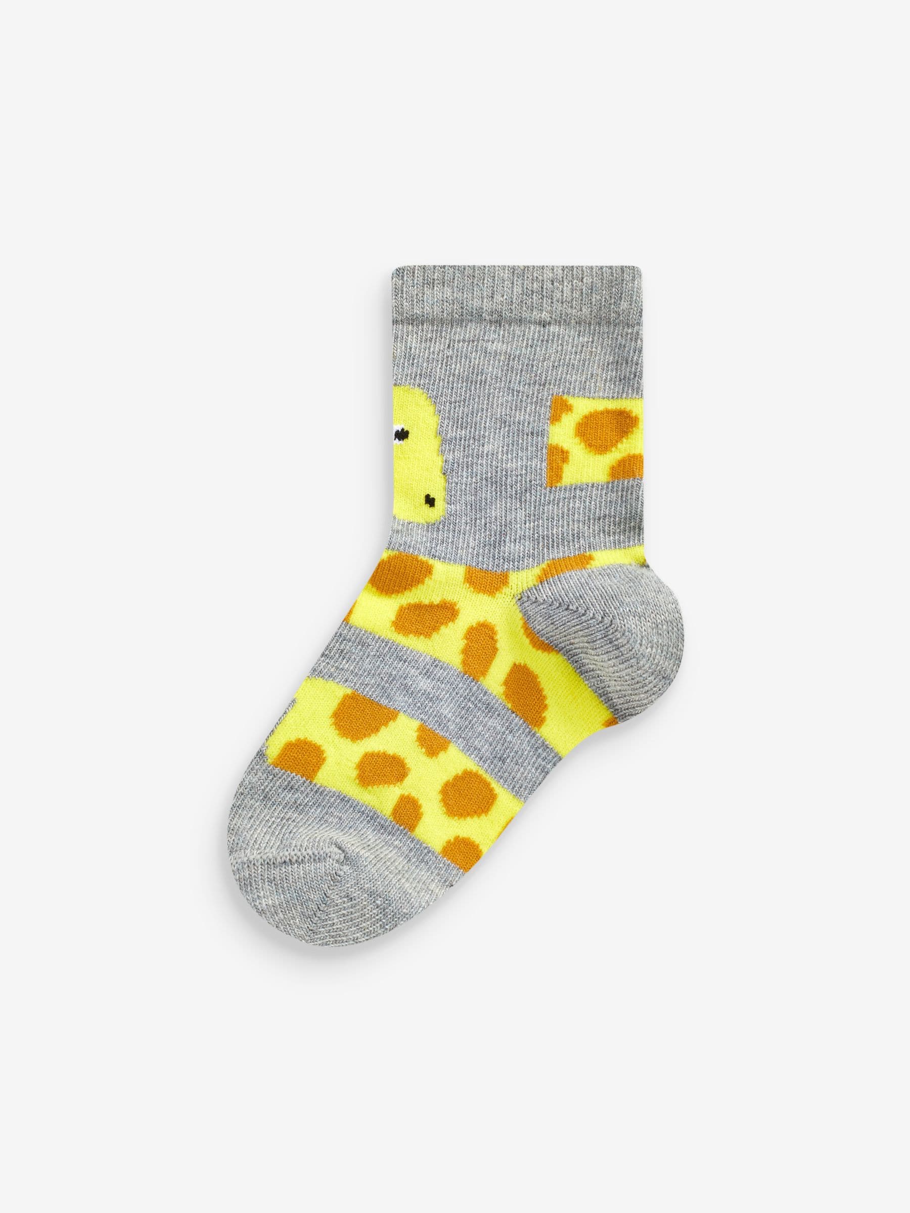 Rood/blauw/groen met dierenprint - Verpakking van 7 paar sokken met hoog aandeel katoen