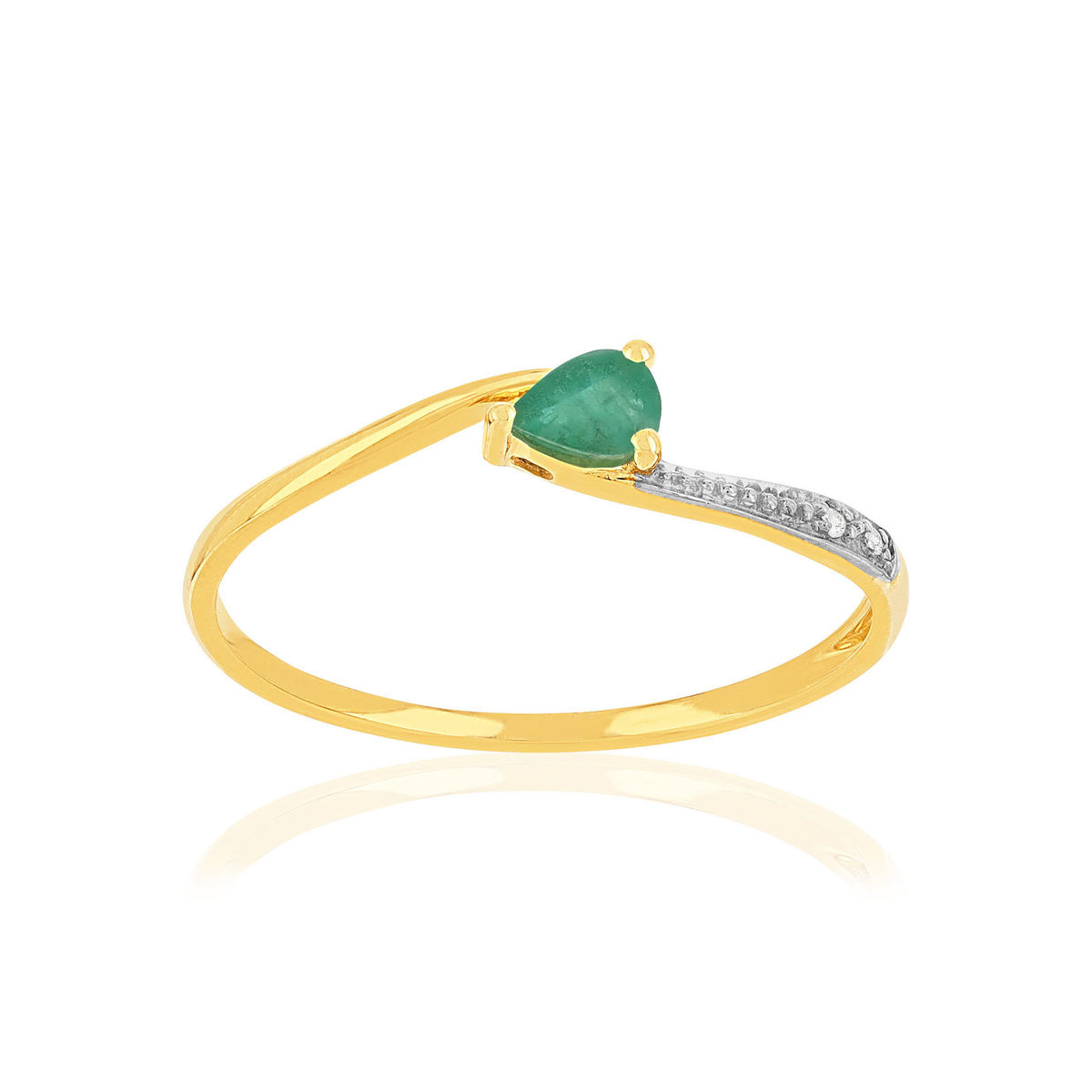Bague or 375 jaune 2 tons emeraude