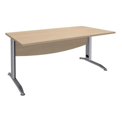 Bureau droit IDRA - L120 cm - Pieds alu - plateau imitation Chêne clair