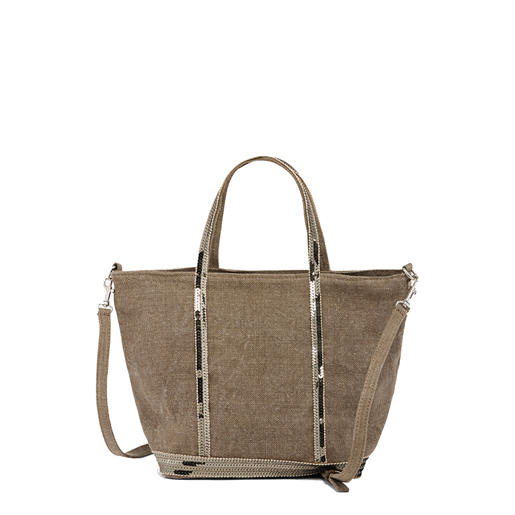 Sac cabas S à sequins en lin| Vert