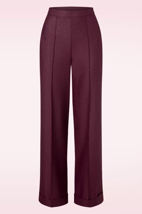 Glamour Bunny Business Babe Dakota pantalon in donkerrood