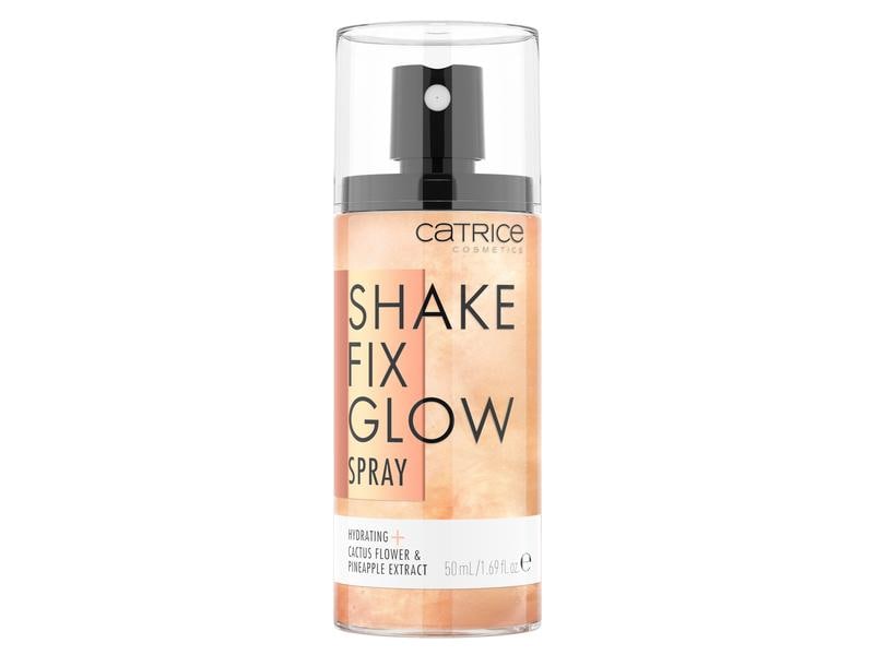 Catrice Fixier-Spray Shake Fix Glow 50 ml Feuchtigkeitsspendender Fixierer mit feinen Schimmerpartikeln für einen intensiven Glow