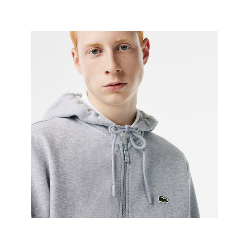 Sweat zippé capuche Lacoste Sport uni coton bio