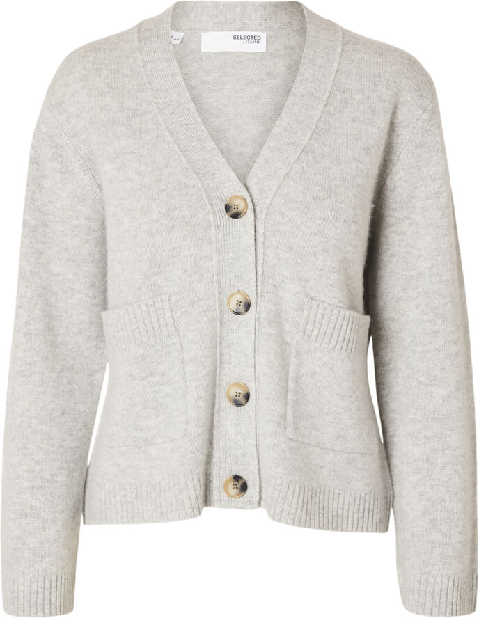 Selected Femme SLFCILLE LS CASHMERE BLEND KNIT CARDIGAN Light grey melange