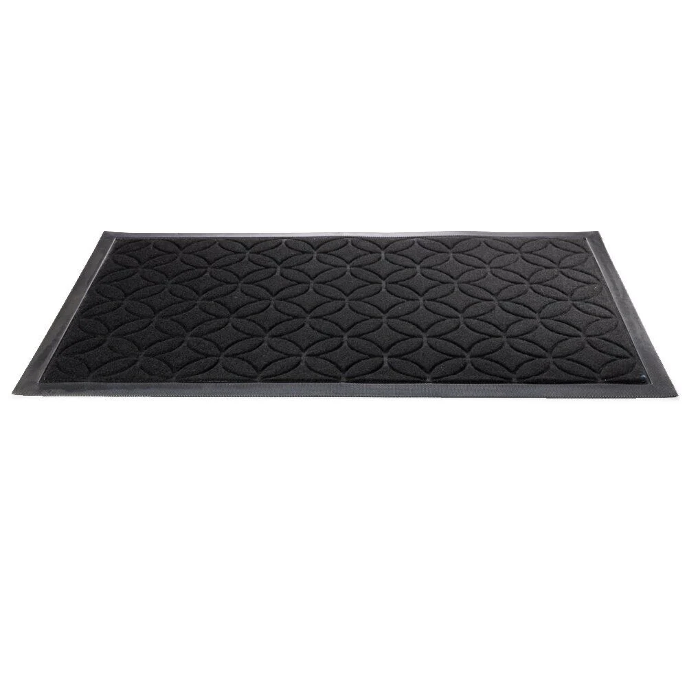 Tapis d'entrée extérieur antidérapant 75x45cm polyester et caoutchouc noir