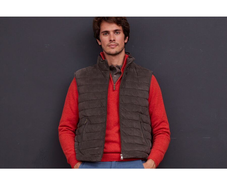 Blouson en cuir sans manches Brun homme - NIKLAS