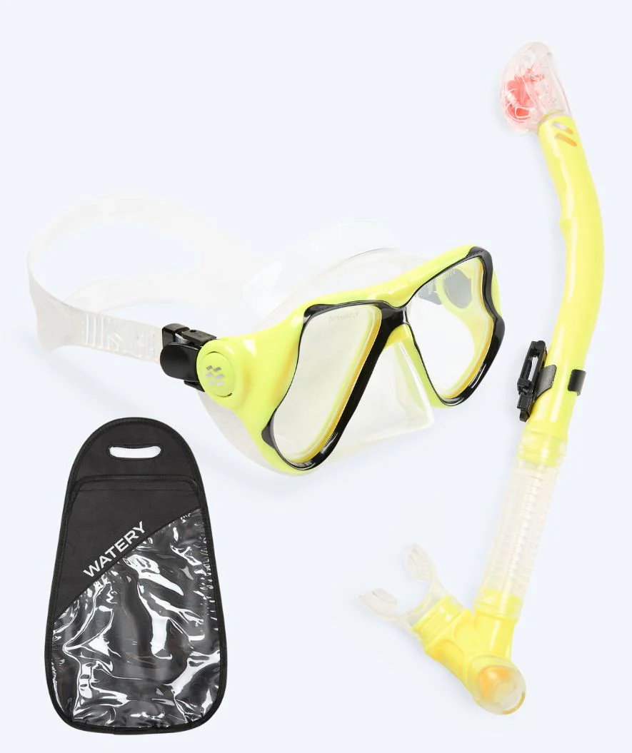Watery Combo snorkelsæt til voksne - Hudson Full-dry - Gul
