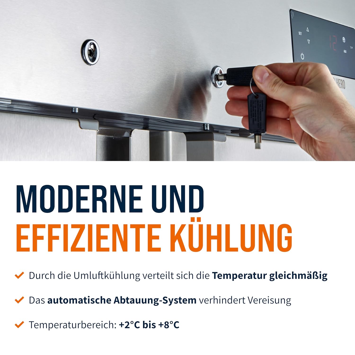 ECO 1300 GN 2/1 Monoblock Gastronomie Kühlschrank Gastronomiebedarf, 1350 Liter, Großvolumiger freistehender Gewerbekühlschrank, Energiesparend, Robuste Bauweise