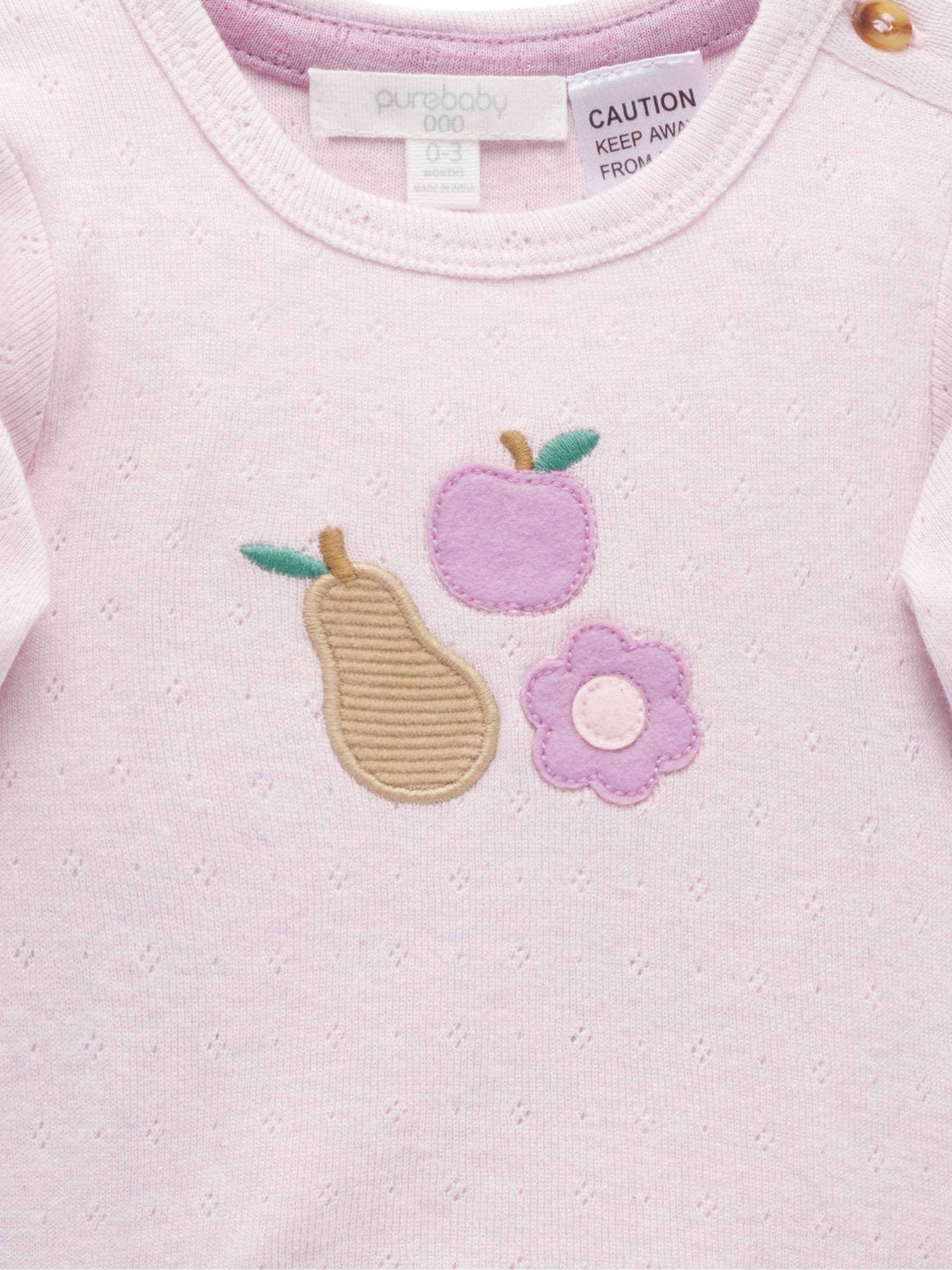 Lichtroze - Purebaby Appliqué Bodysuit