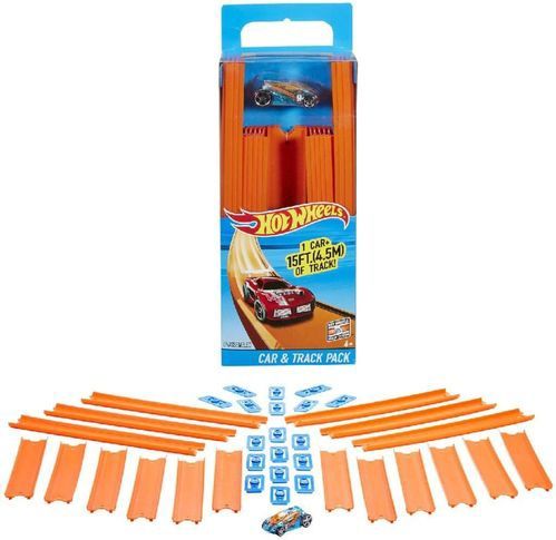 Hot Wheels - Track Builder - Rechte Baandelenset - Inclusief Auto - 5 Meter Lang