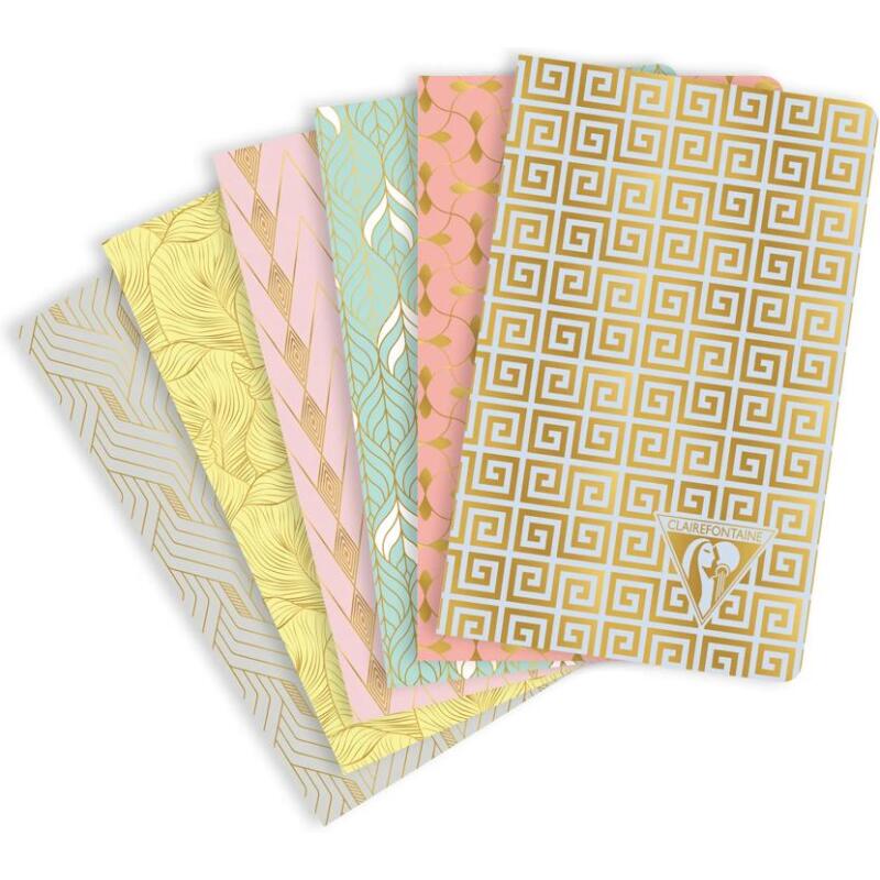 Carnet piqûre textile Neo Deco Collection Printemps-Été 7,5x12cm 48 pages ligné motifs assortis papier ivoire 90g - Assortis