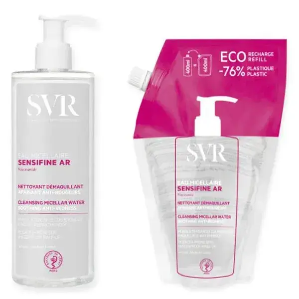 Água Micelar SVR Sensifine 400ml + Refil Ecológico 400ml - Removedor de Maquiagem para Pele Sensível
