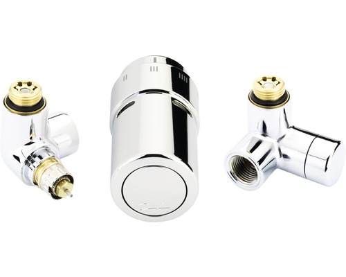 Danfoss thermostatische kraanset, hoektype RAX, voorinstelbaar, 1/2 inch, sensor links, chroom, 013G4004
