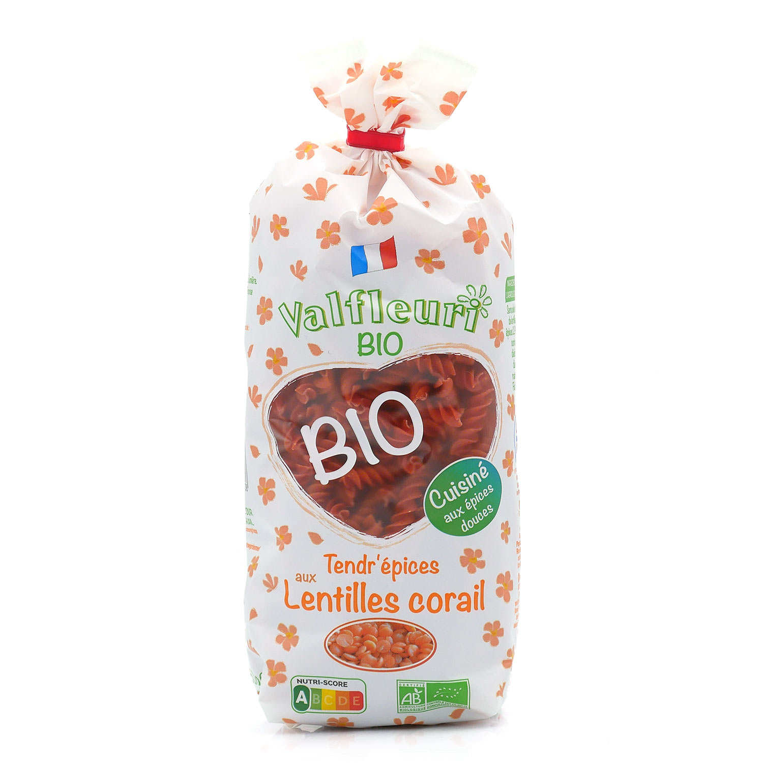Pâtes torsades aux lentilles corail bio