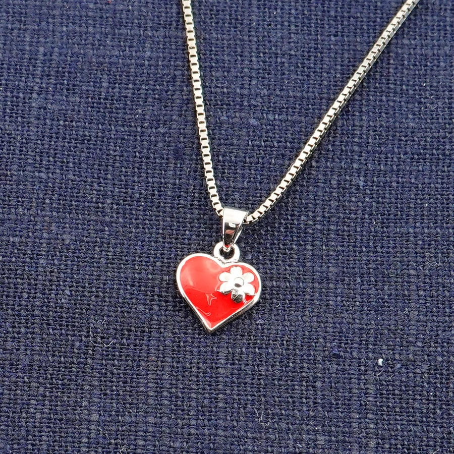 trendor Mädchen-Halskette Silber 925 Collier mit Herz-Anhänger silver