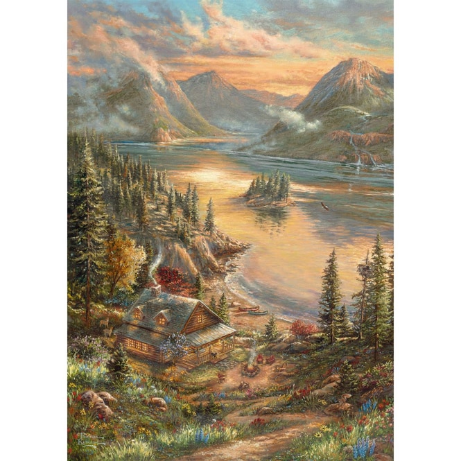Puzzle - Thomas Kinkade - Pracht am Seeufer - 500 Teile