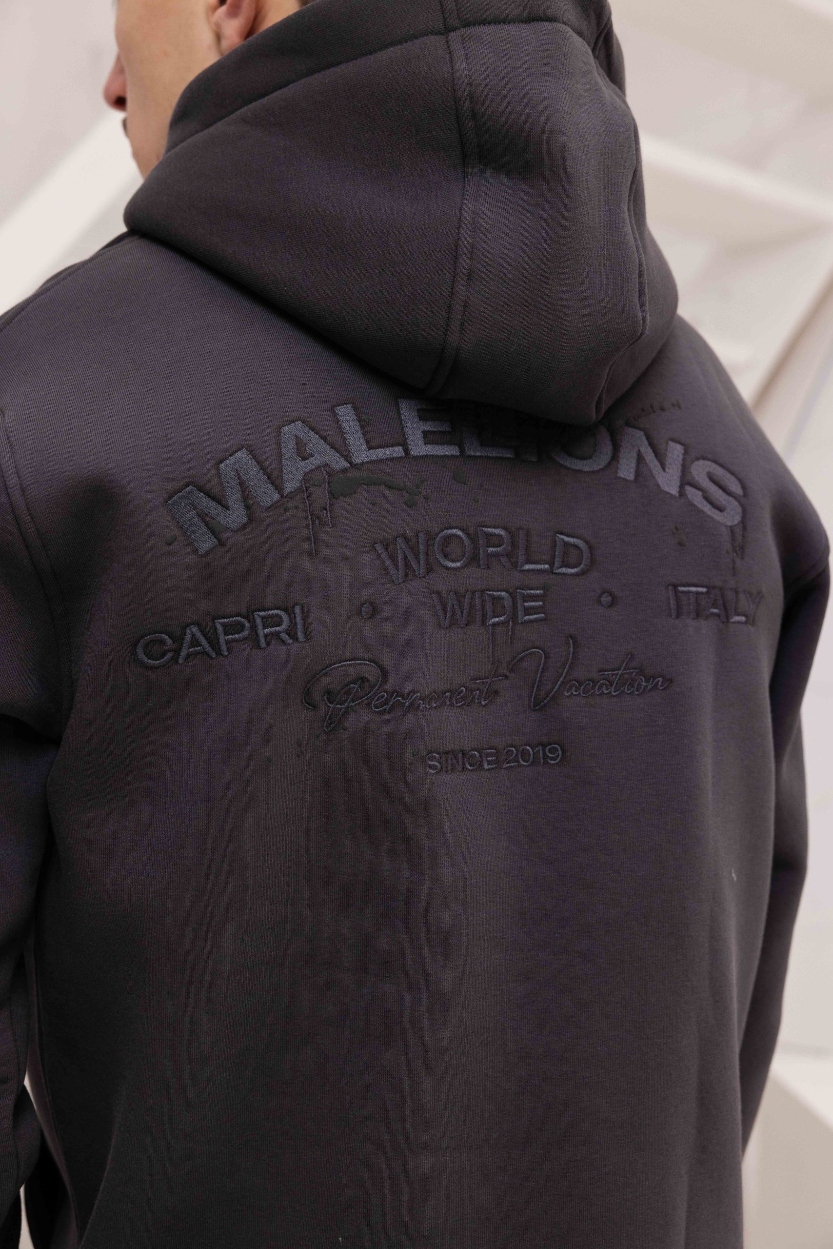 Malelions Permanent Vacation Hoodie Heren Donkergrijs