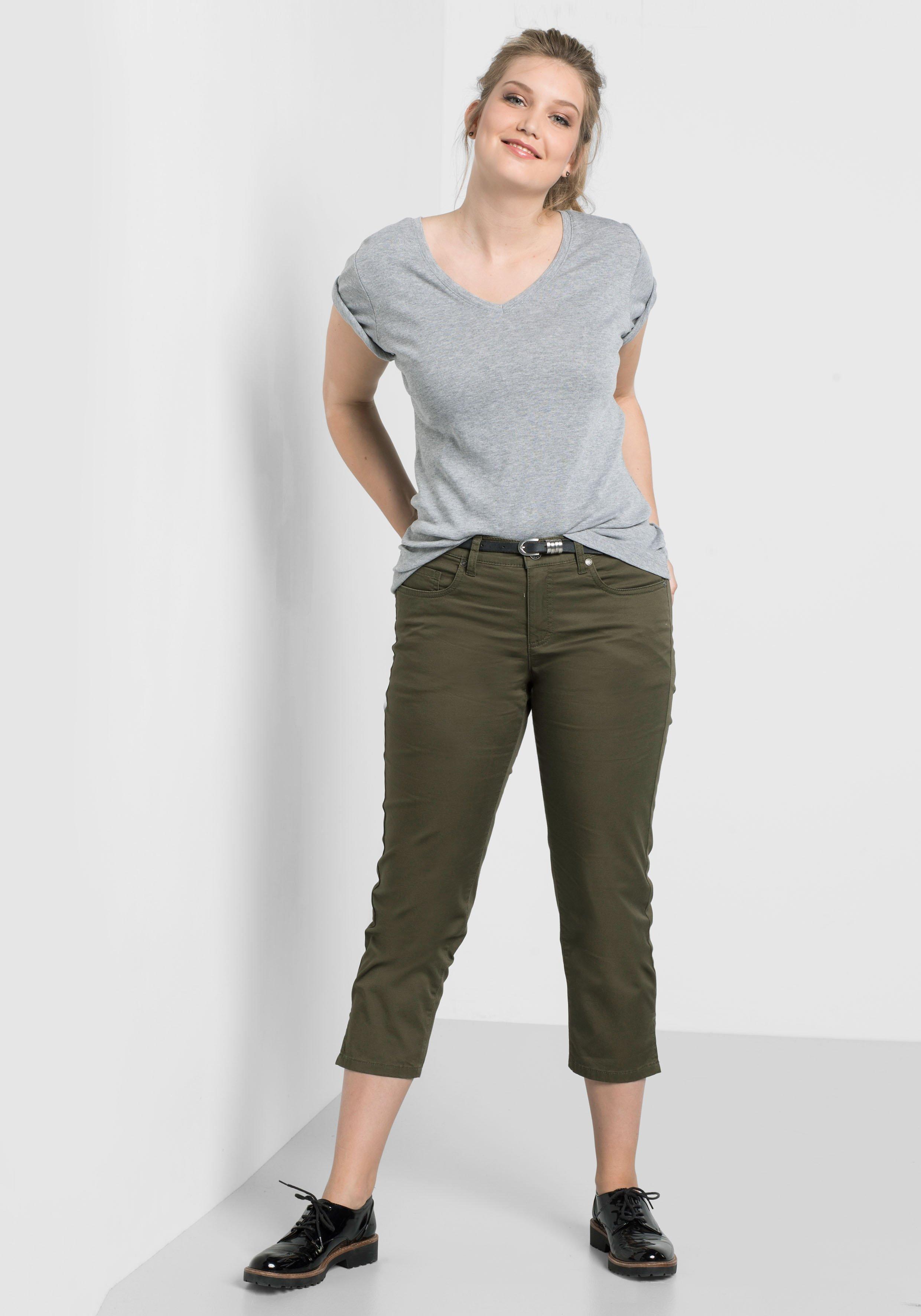 Schmale 7/8-Hose aus elastischem Baumwoll-Twill