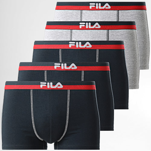 Lot De 5 Boxers FU5020 Bleu Marine Gris Chiné