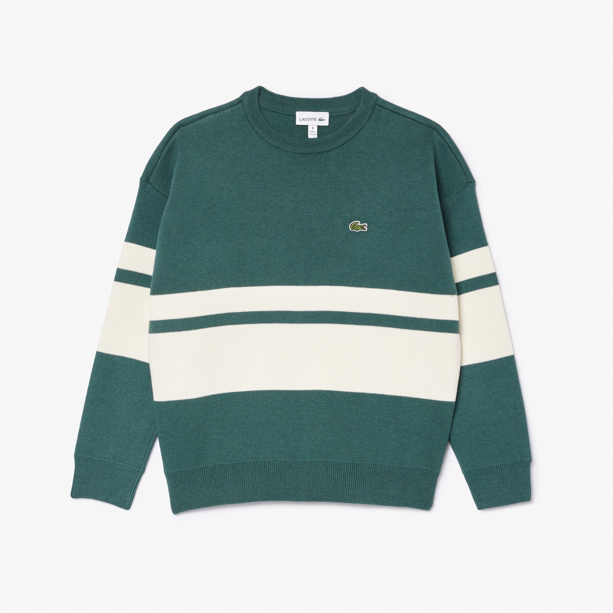 Pull à rayures contrastées en coton Pullovers & Sweatshirts - Vert - Lacoste - Enfant