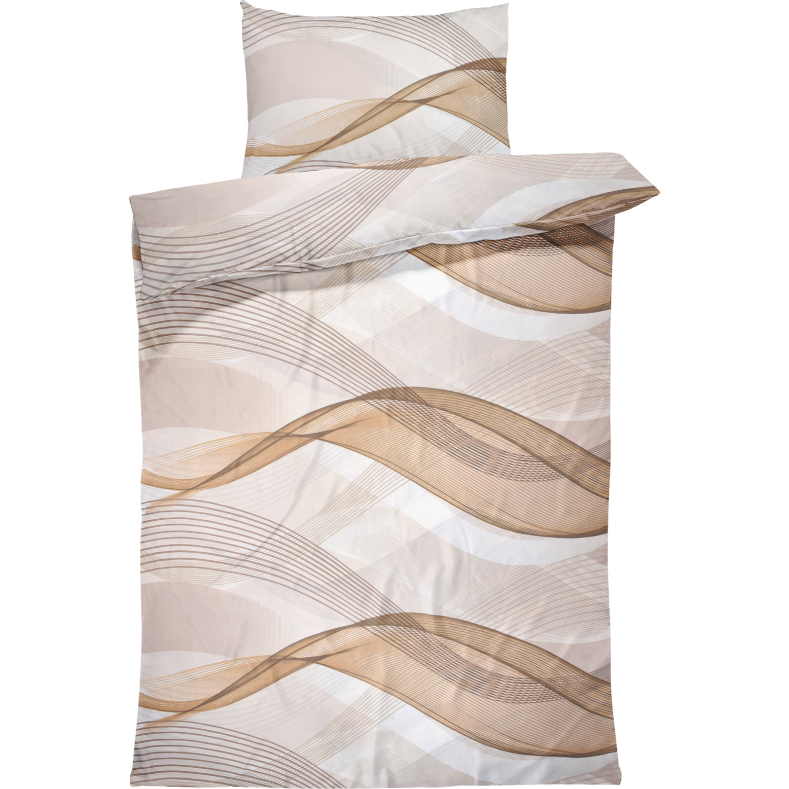 Bettwäsche Micro-Polyester waves beige 160x210 65x100 Bettanzug Nord