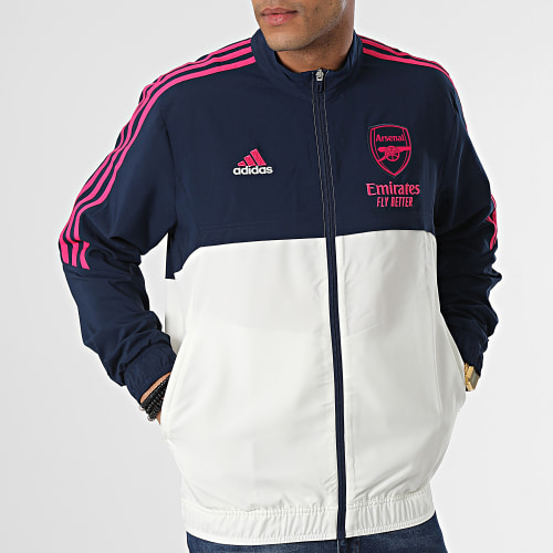 Veste Zippée A Bandes Arsenal HT4442 Bleu Marine Blanc