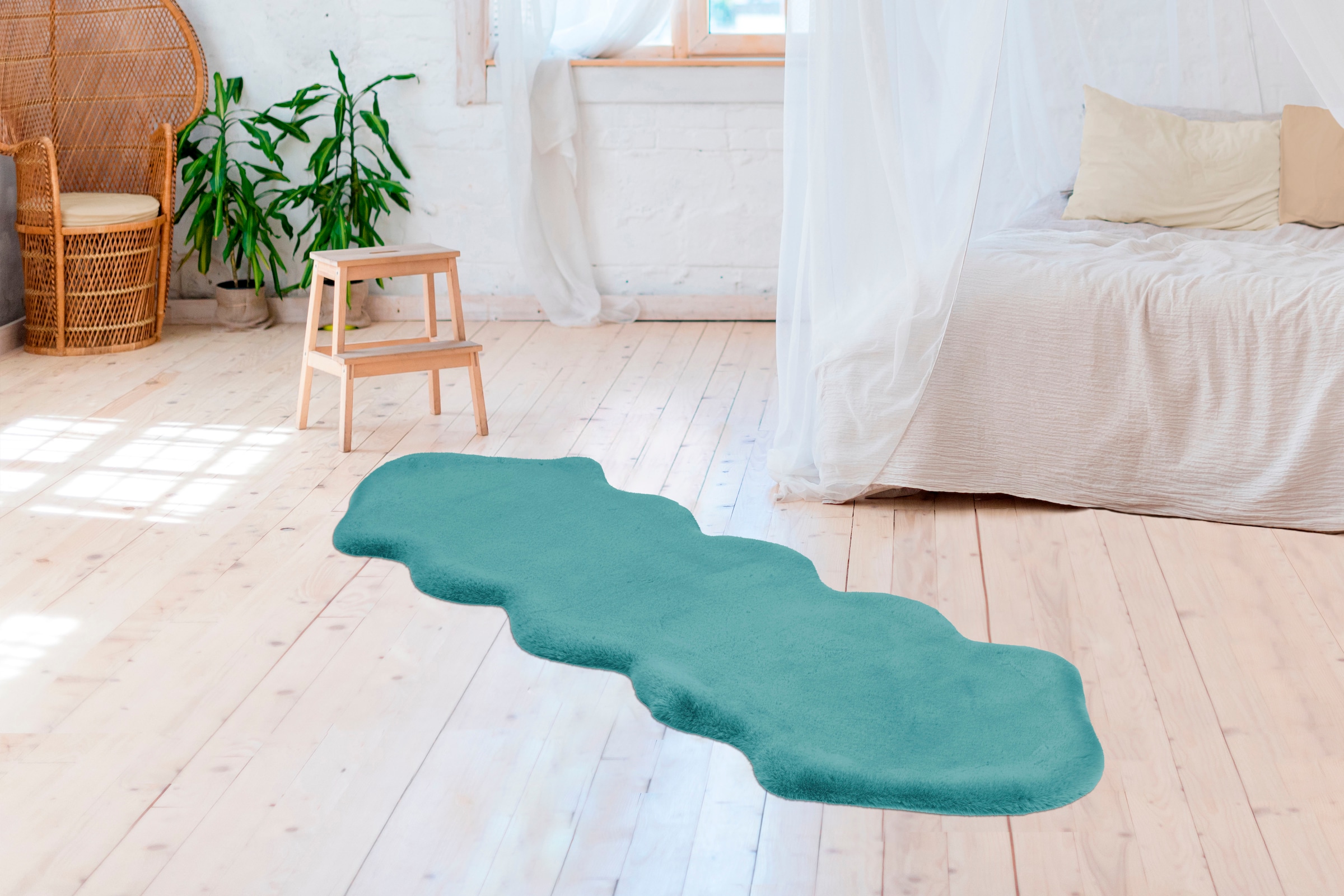Arte Espina Fellteppich »Rabbit 300« fellförmig 35 mm Höhe Kunstfell, Kaninchenfell-Haptik, supersoft, ideal als Bettvorleger