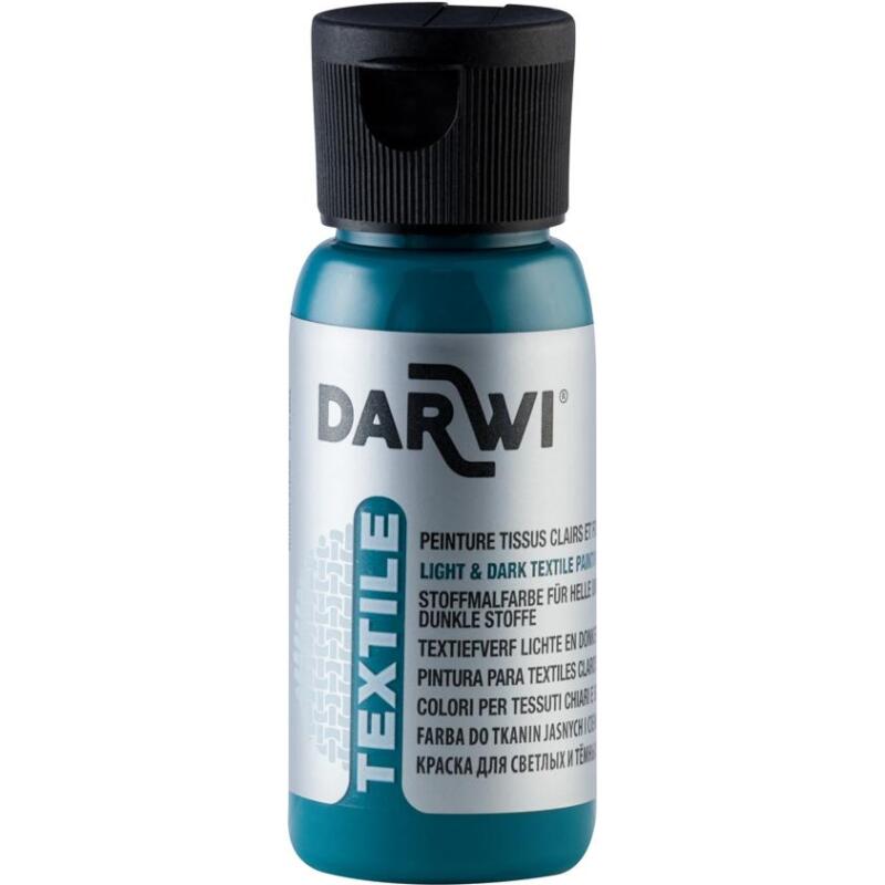 DARWI Flacon de 50 ml de Peinture Textile Opaque - Bleu canard