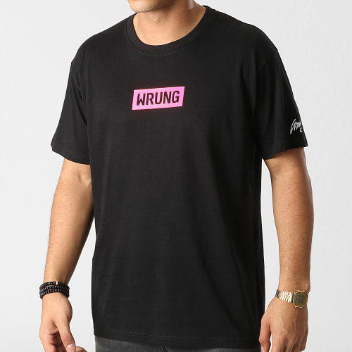 Tee Shirt Oversize Large Make Art Not War Noir Rose Fluo