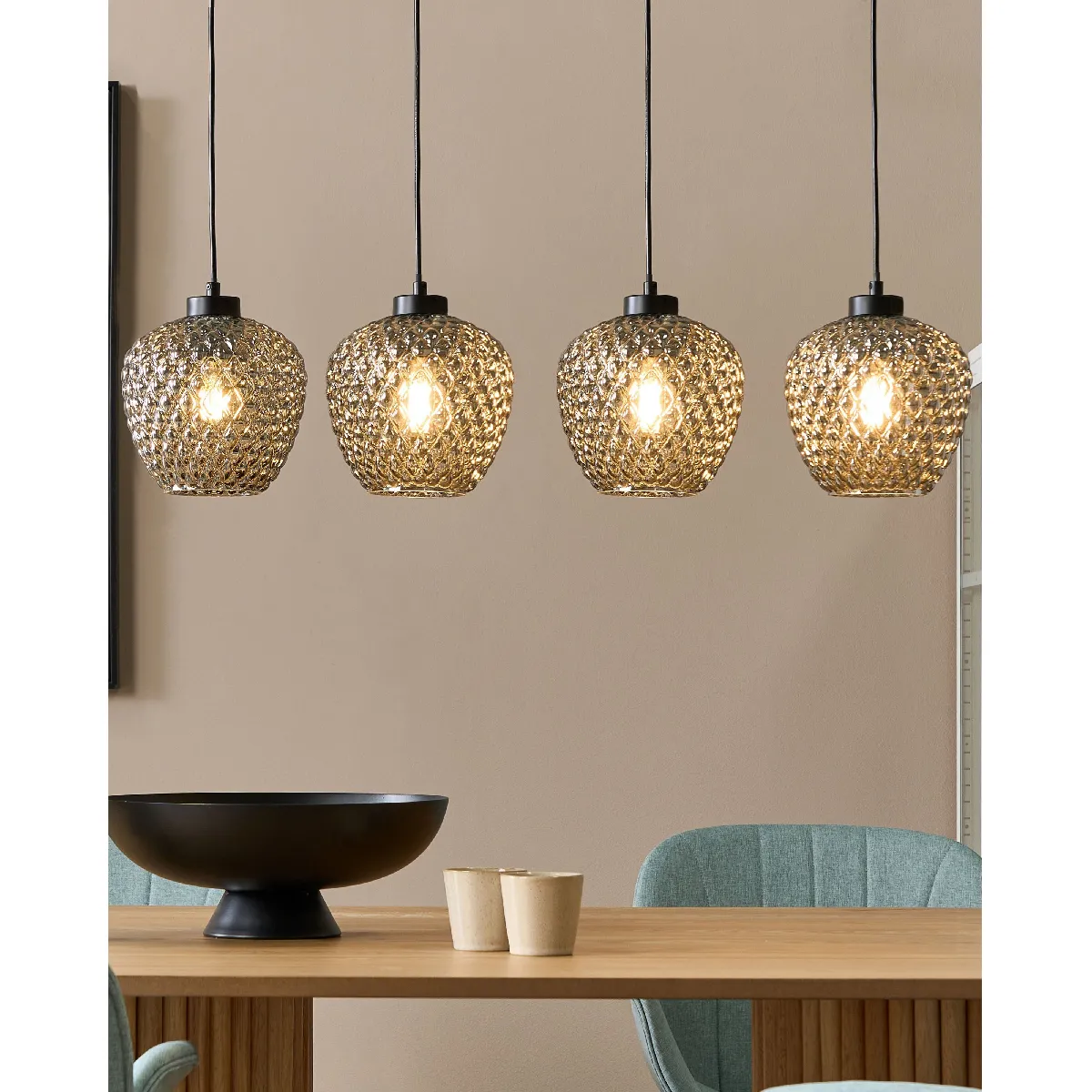 Beliani Lampe suspension SHERRY - Verre Gris