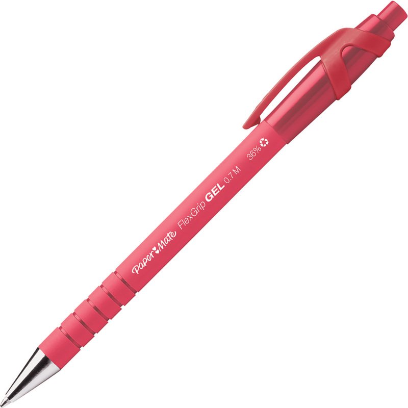 Stylo roller Paper Mate Flexgrip Gel rétractable pointe 0,7 mm - écriture moyenne - Blister de 4