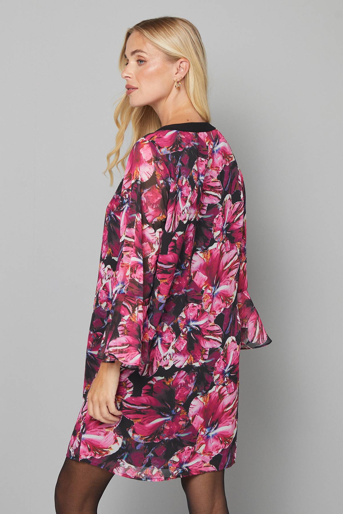 Wallis Robe Droite à Fermeture Éclair Devant Motif Floral Petite Taille
