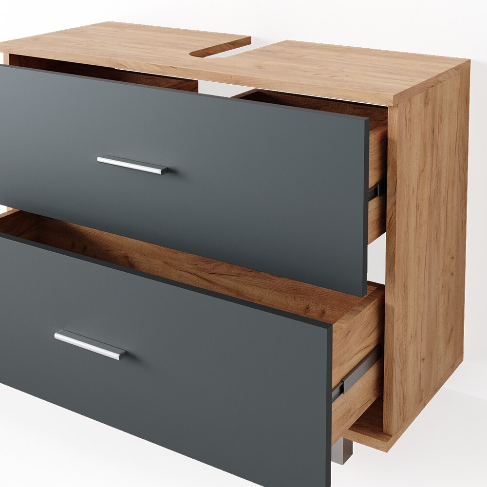 VICCO Badmöbel Set ILIAS Eiche Anthrazit Spiegel Kommode Unterschrank Badschrank