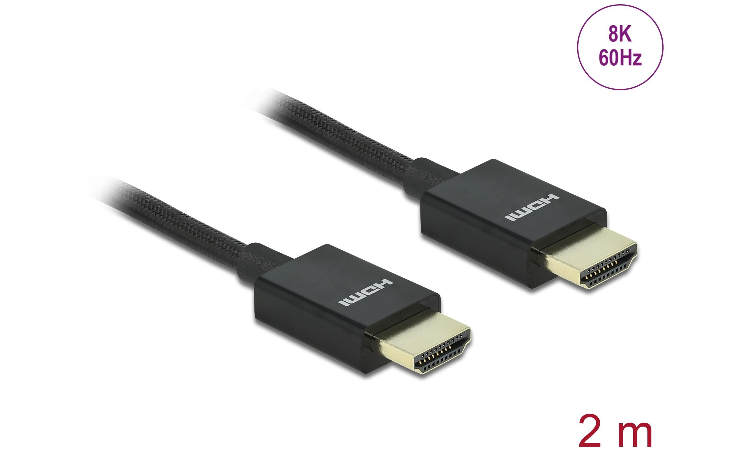 Kabel 8K 60Hz HDMI - HDMI, 2 m, SchwarzDelock Koaxiales High Speed HDMI Kabel 48 Gbps 8K 60 Hz schwarz 2 m